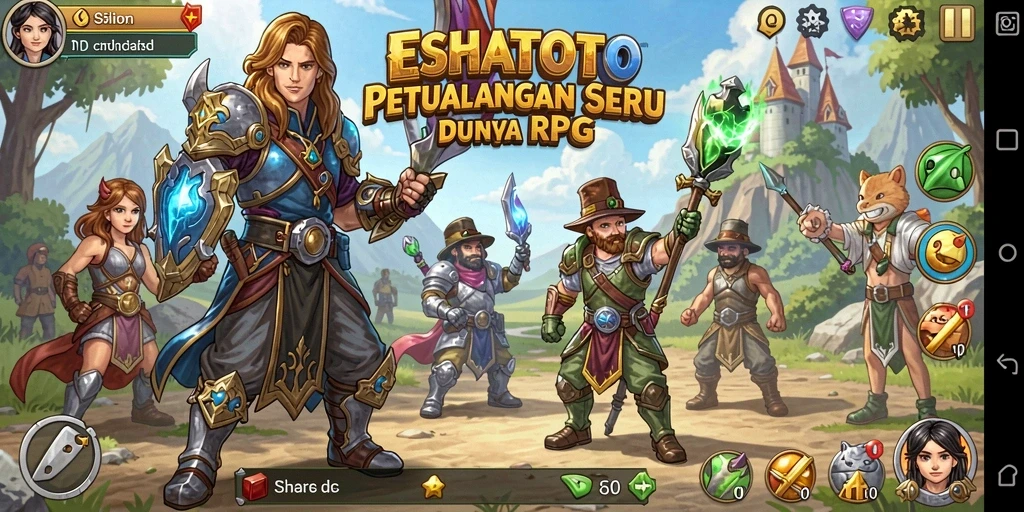 Screenshot gameplay ESHATOTO menunjukkan pertarungan seru dengan karakter yang beragam.