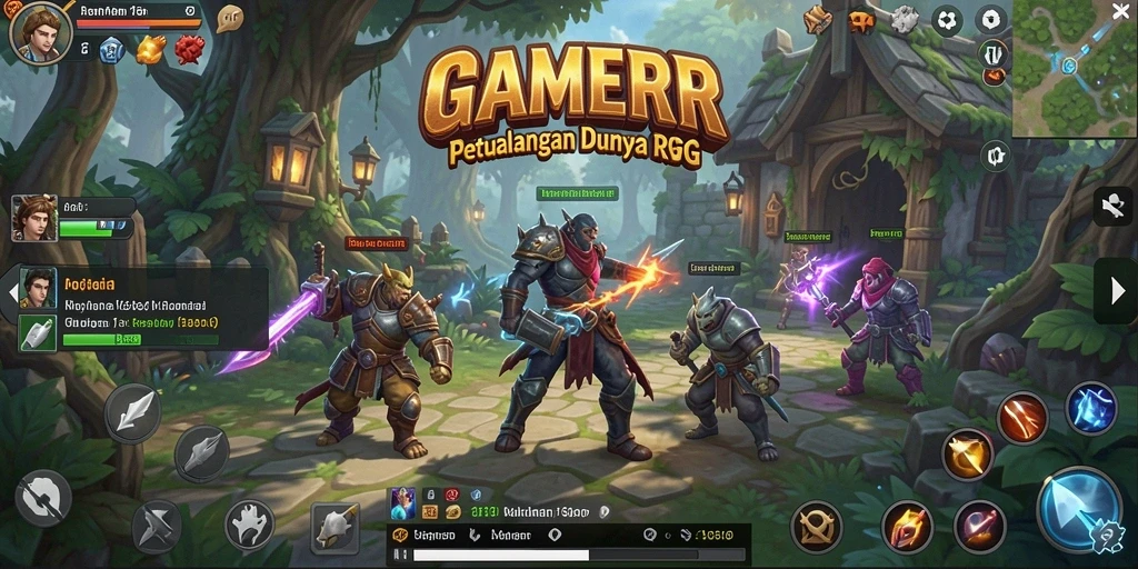 Screenshot GAMERP menampilkan pertempuran epik di dunia RPG yang penuh tantangan.