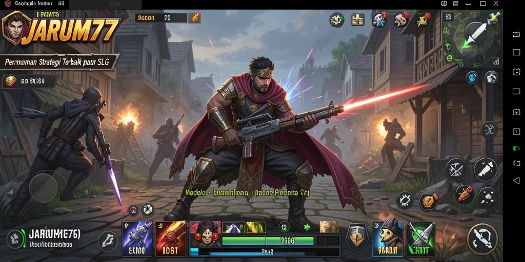 Tangkapan layar menampilkan aksi mendebarkan di gameplay SLG JARUM77.