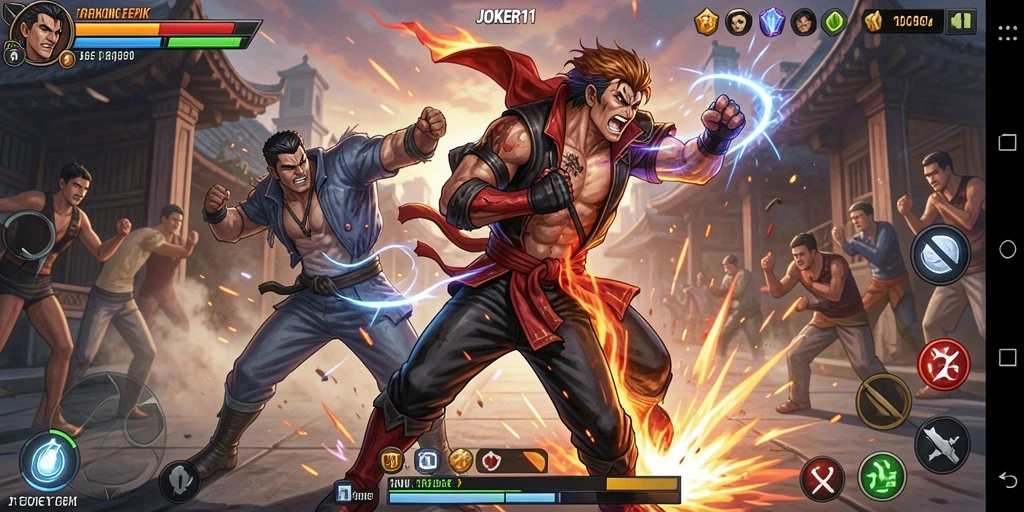 Tampilan epik bertarung dalam game Fighting JOKER11 yang menegangkan.