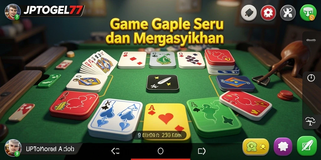 Tampilan gameplay JPTOGEL77 yang menampilkan serunya bermain Gaple.