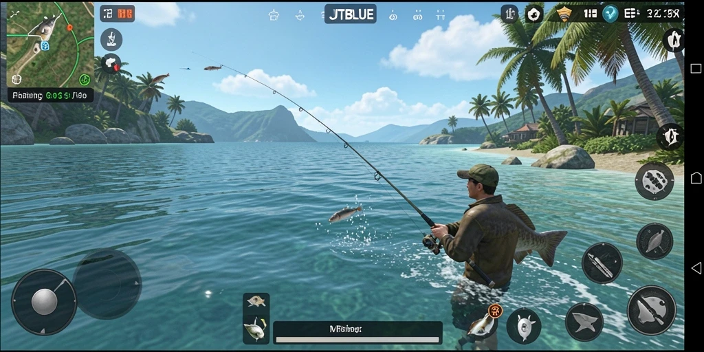 Gameplay JTBLUE yang mendebarkan di lokasi memancing.