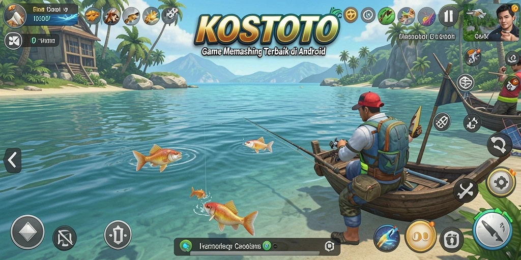 Gameplay KOSTOTO yang seru dan mengasyikkan saat memancing.