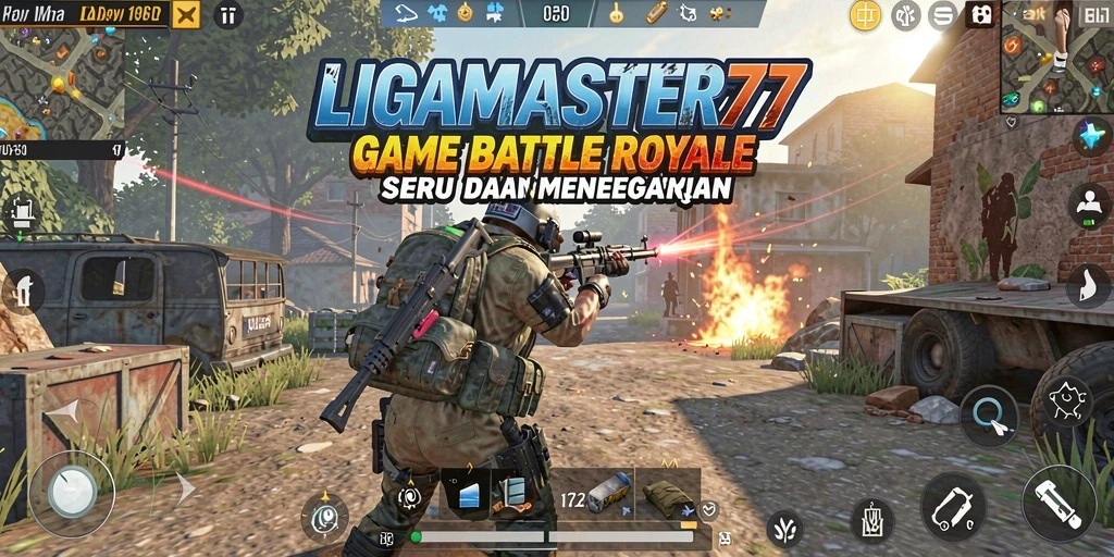 Tangkapan layar utama dari gameplay seru LIGAMASTER77 Battle Royale.