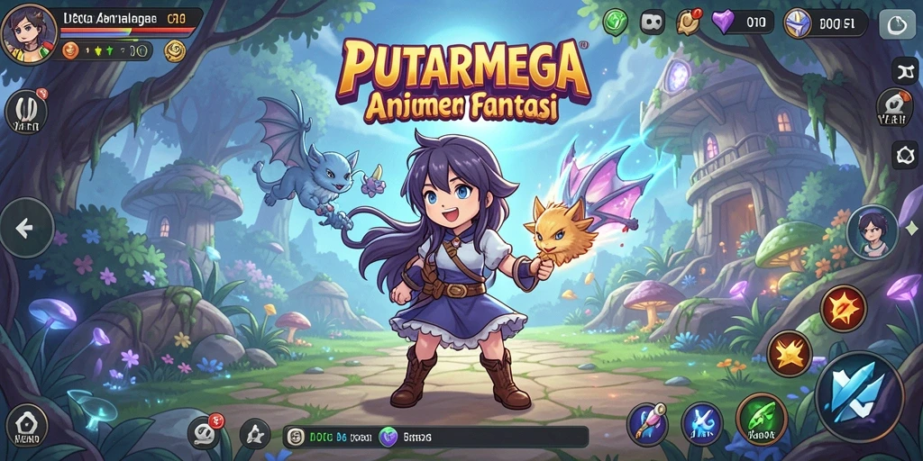 Tampilan gameplay PUTARMEGA yang menarik dengan karakter anime ikonik.