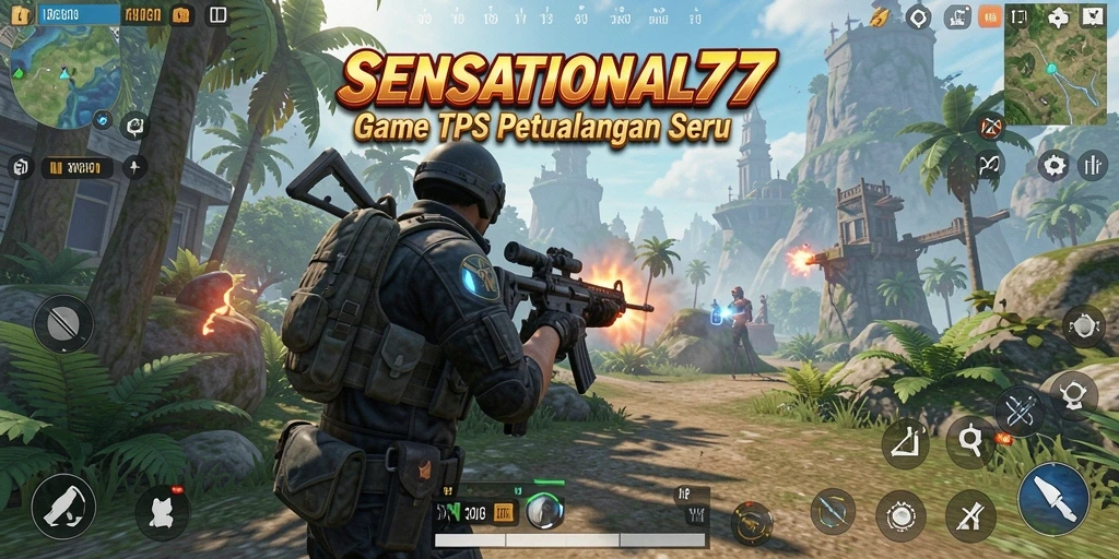 Screenshot gameplay SENSATIONAL77 menunjukkan aksi seru dalam mode TPS.