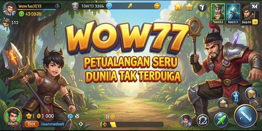 Screenshot utama WOW77 menampilkan aksi seru dalam permainan petualangan.